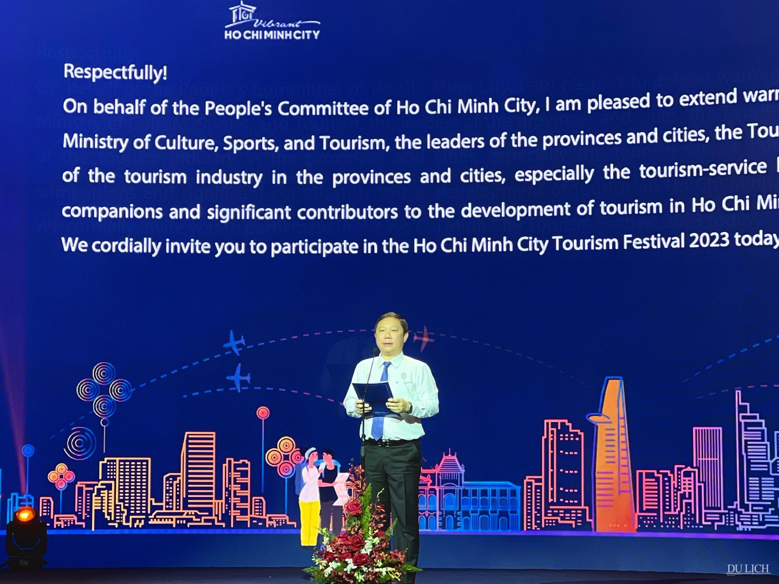 Phó Chủ tịch UBND TP. Hồ Chí Minh Dương Anh Đức phát biểu khai mạc Ngày hội Du lịch TP. Hồ Chí Minh lần thứ 19
